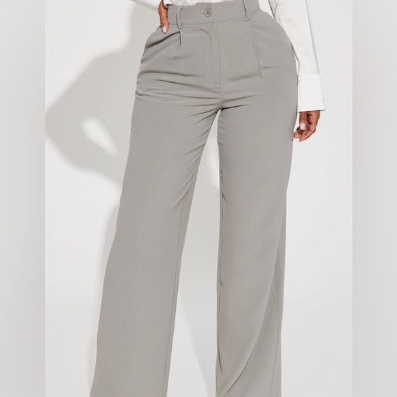 Grey Wide Leg Trousers - Picture 1 of 5